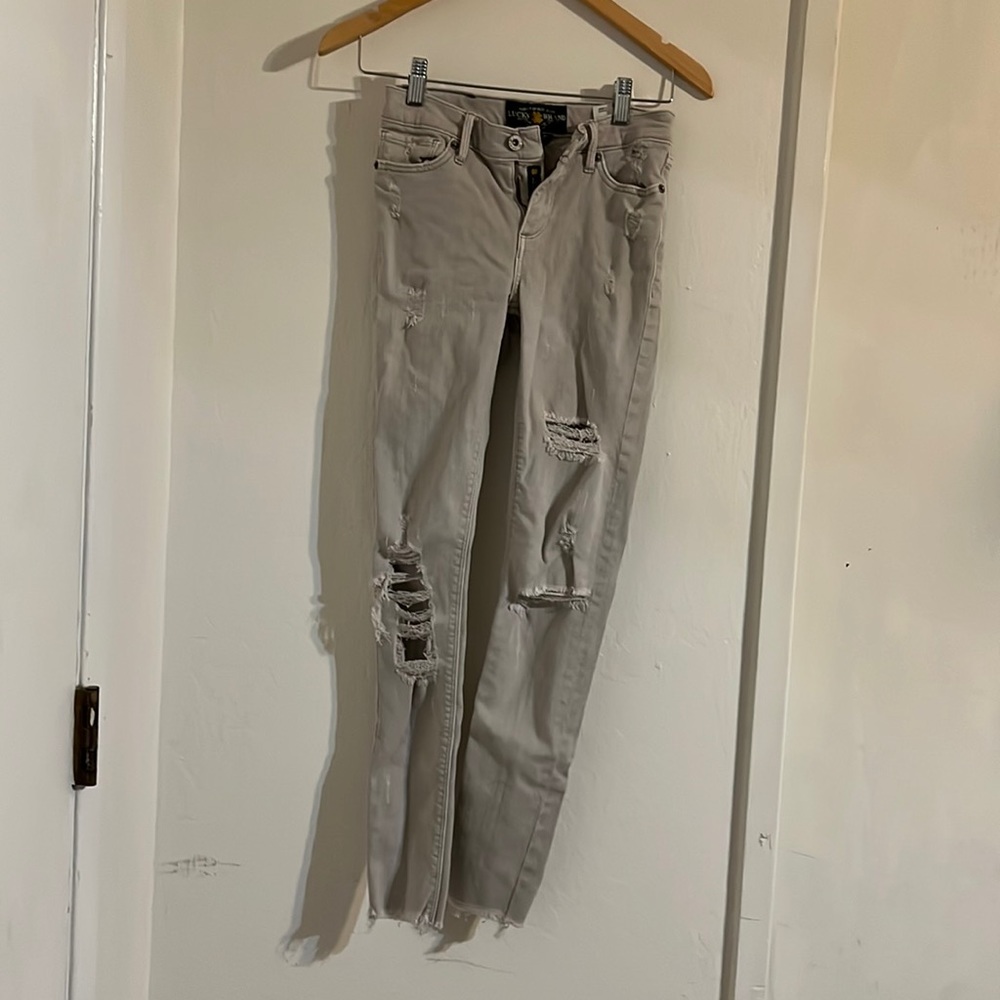 Grey Ripped Skinny Jeans